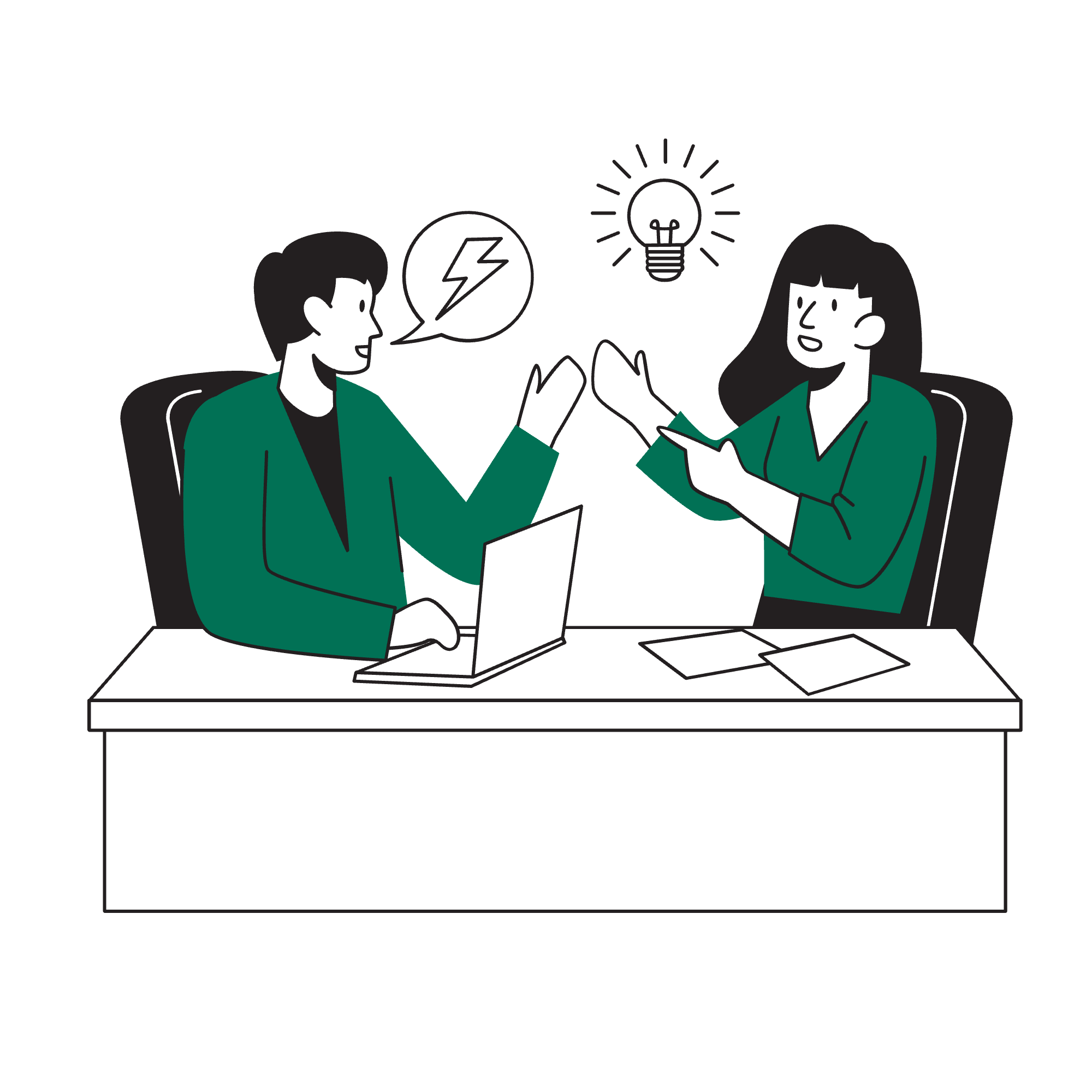 Illustration of people planning around a shared board