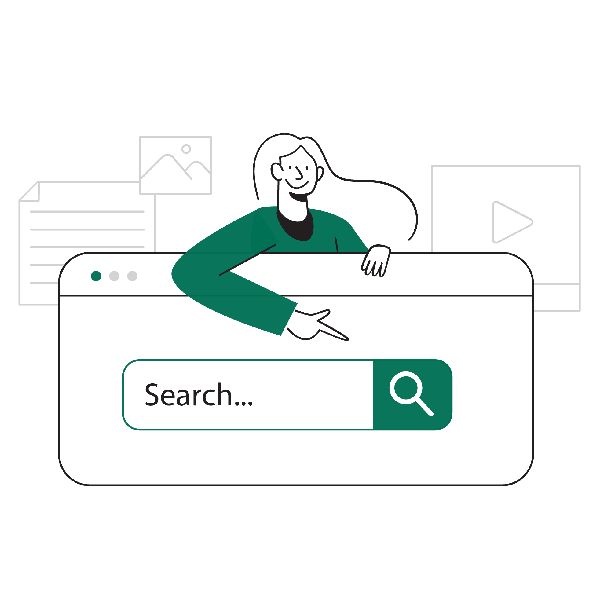Illustration of a document being examined with a magnifying glass